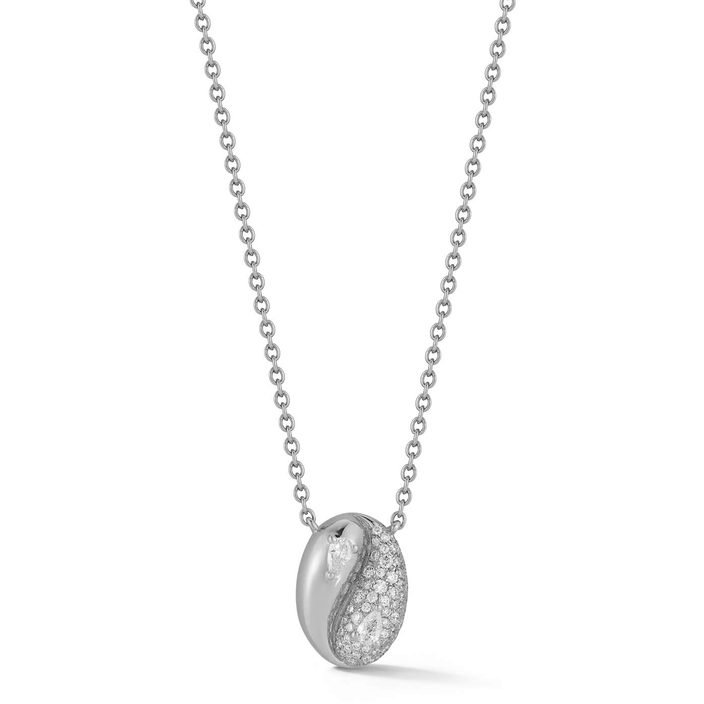 White Gold-1^Diamond Pendant Necklaces: Taylor Elaine Pavé Oval Necklace in White Gold 
