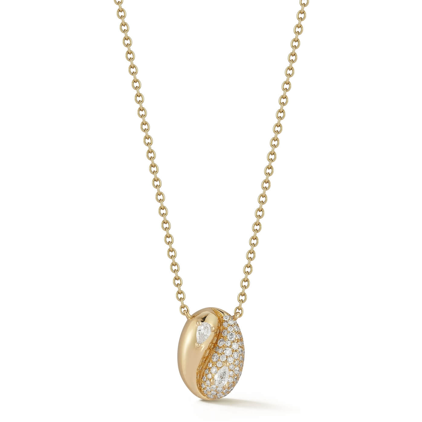 Yellow Gold-1^Diamond Pendant Necklaces: Taylor Elaine Pavé Oval Necklace in Yellow Gold 