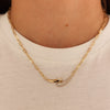 Yellow Gold-1^Diamond Bar Necklaces: Taylor Elaine Paperclip Bypass Necklace in Yellow Gold