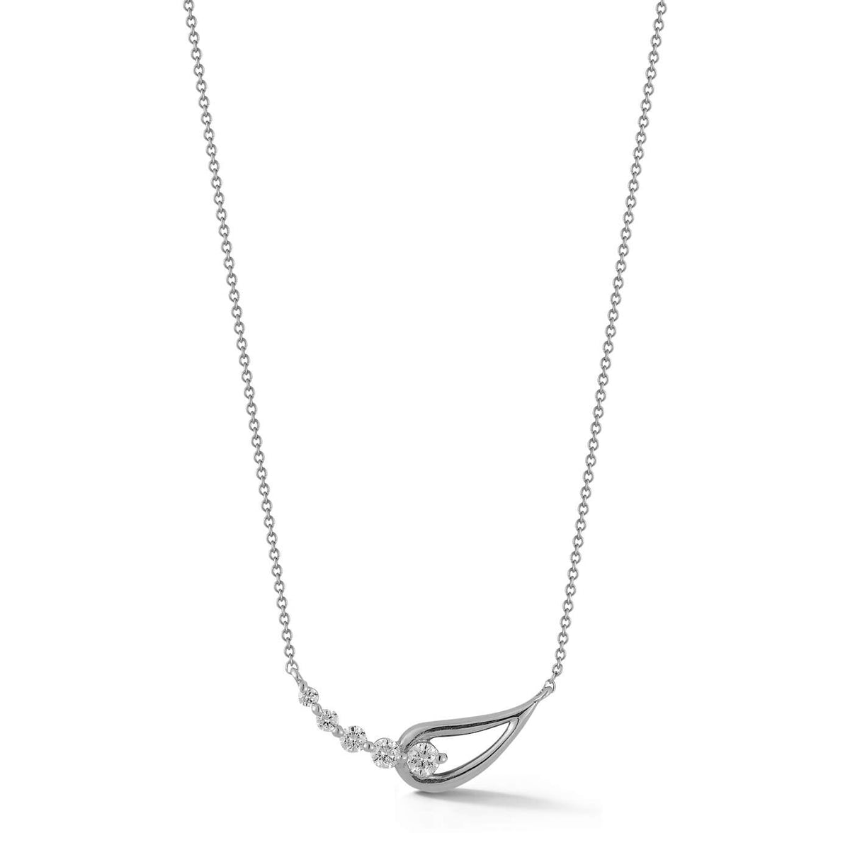 White Gold-1^Diamond Designer Necklaces: Vivian Lily Mini Interlocking Cascade Necklace in White Gold