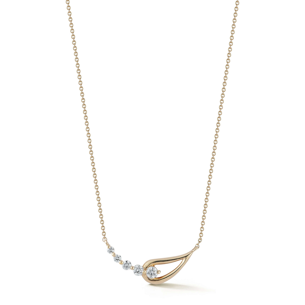 Yellow Gold-1^Diamond Designer Necklaces: Vivian Lily Mini Interlocking Cascade Necklace in Yellow Gold