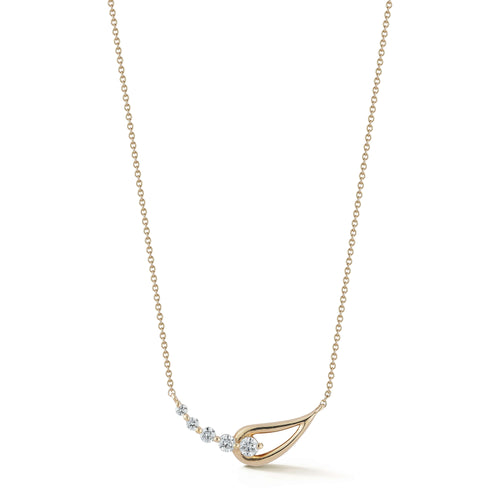 Yellow Gold-1^Diamond Designer Necklaces: Vivian Lily Mini Interlocking Cascade Necklace in Yellow Gold