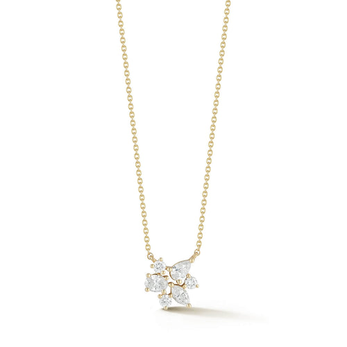 Yellow Gold-1^Diamond Pendant Necklaces: Alexa Jordyn Multi-Shape Cluster Pendant Necklace in Yellow Gold 