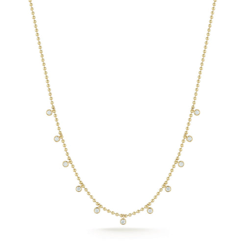 Yellow Gold-1^Gold Designer Necklaces: Lulu Jack Bead Chain Station Necklace in Yellow Gold