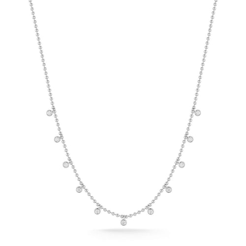 White Gold-1^Gold Designer Necklaces: Lulu Jack Bead Chain Station Necklace in White Gold