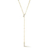 Yellow Gold-1^Designer Diamond Necklaces: Sadie Pearl Baguette Paperclip Lariat Necklace in Yellow Gold Thumbnail-only