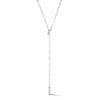 White Gold-1^Designer Diamond Necklaces: Sadie Pearl Baguette Paperclip Lariat Necklace in White Gold