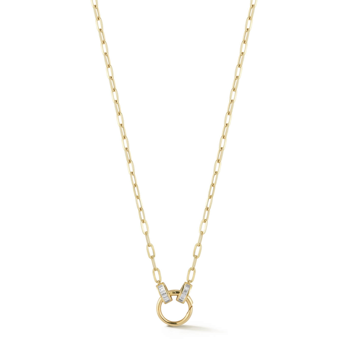 Sadie Pearl Baguette Paperclip Carabiner Necklace