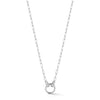 White Gold-1^Diamond Pendant Necklaces: Sadie Pearl Baguette Paperclip Carabiner Necklace in White Gold