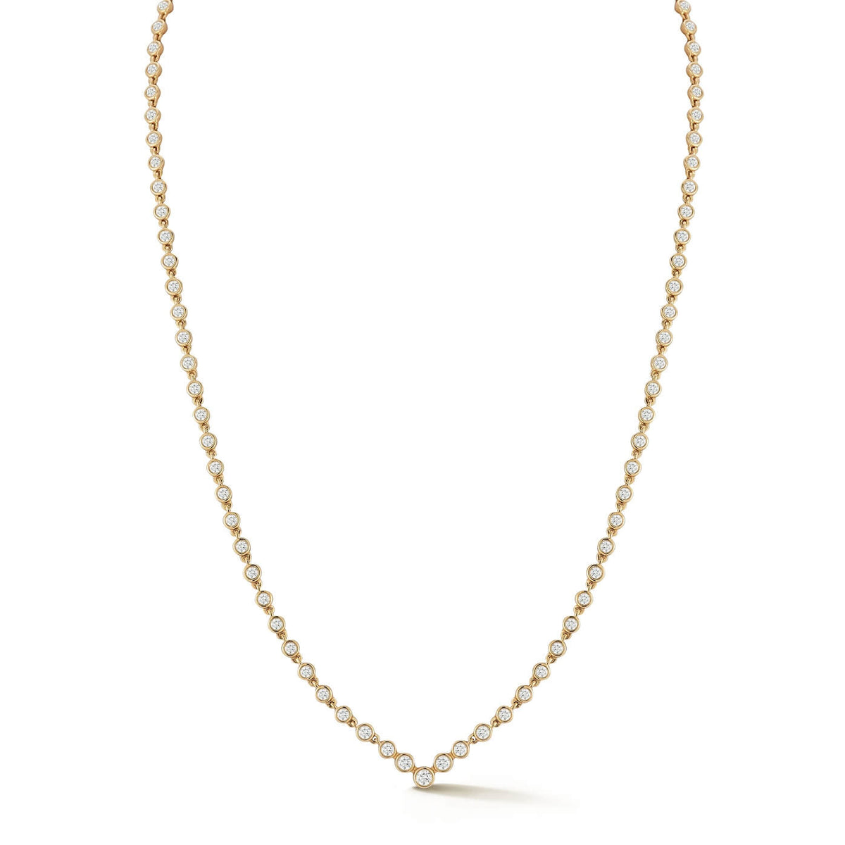 Yellow Gold-1^Diamond Designer Necklaces: Lulu Jack V Tennis Necklace in Yellow Gold