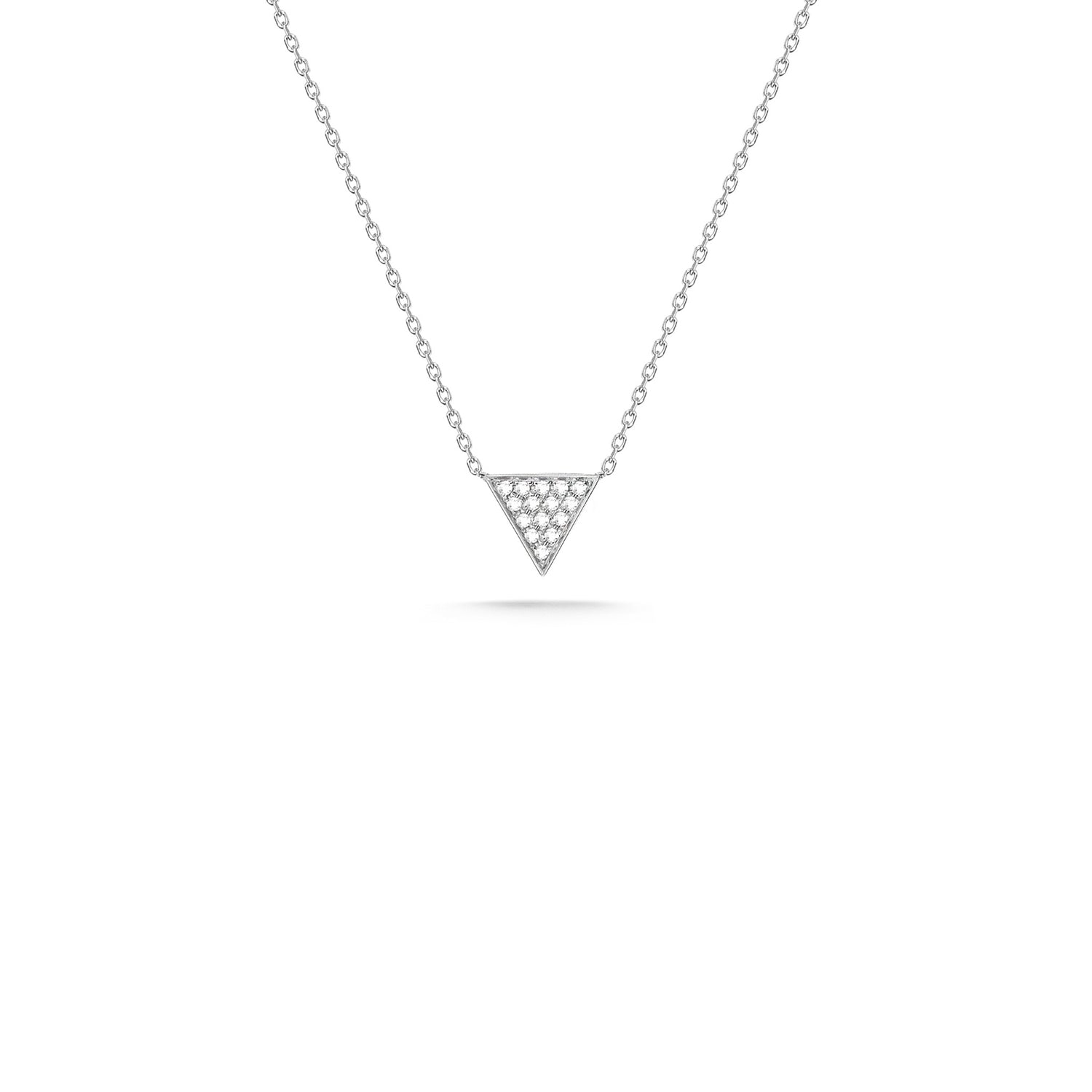 White Gold-1^Diamond Pendant Necklaces: Emily Sarah Diamond Triangle Necklace in White Gold