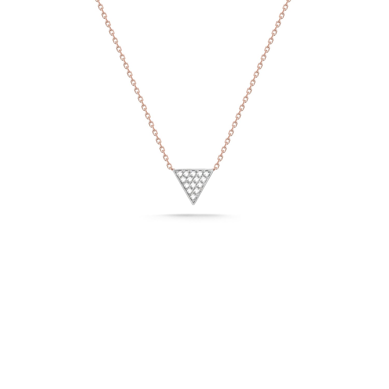 Rose Gold-1^Diamond Pendant Necklaces: Emily Sarah Diamond Triangle Necklace in Rose Gold