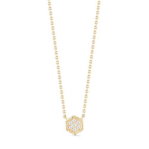 Yellow Gold-1^Diamond Pendant Necklaces: Jennifer Yamina Mini Hexagon Necklace in Yellow Gold