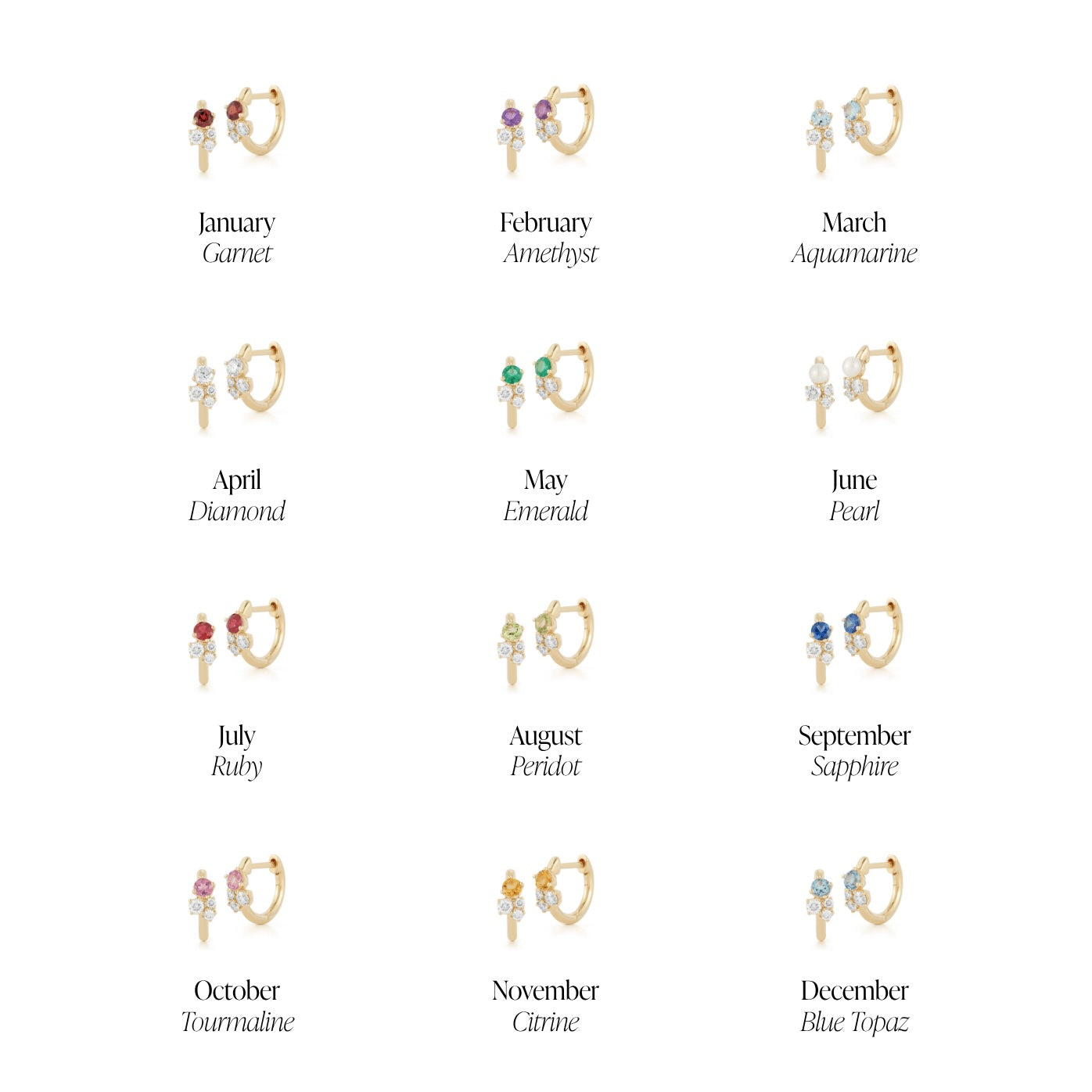 Yellow Gold-3^Diamond Huggie Earrings: DRD Birthstone Huggies - June In Yellow Gold