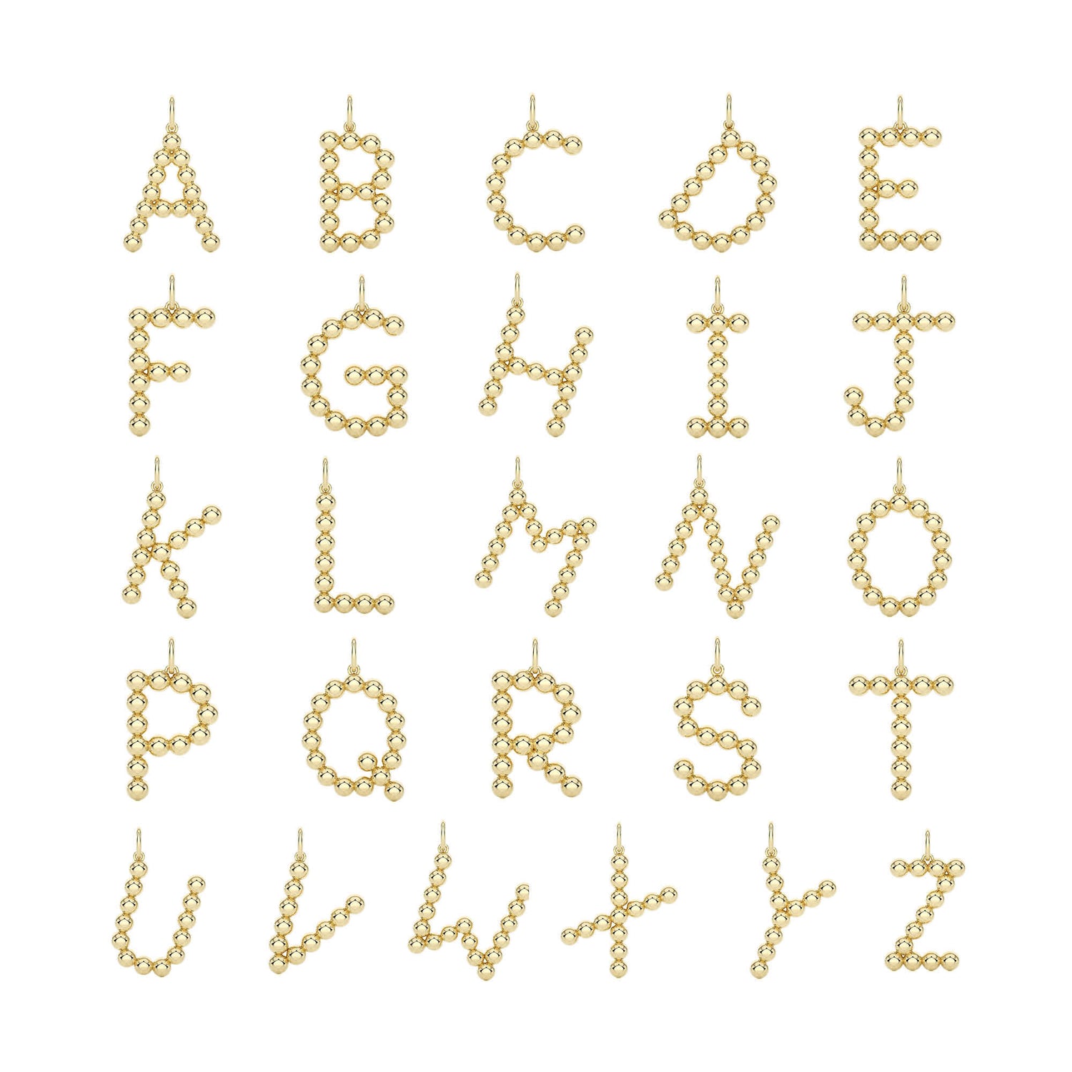 Yellow Gold-6^Designer Diamond Necklaces: Poppy Rae Large Pebble Initial Necklace in Yellow Gold