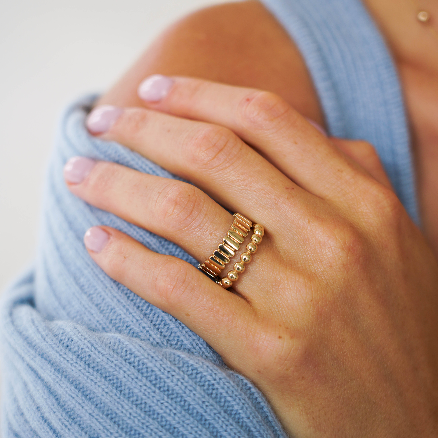Yellow Gold-2^Stackable Rings: Poppy Rae Large Pebble Ring in Yellow Gold