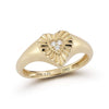 Yellow Gold-1^Diamond Signet Rings: Zoe Louise Heart Ring in Yellow Gold