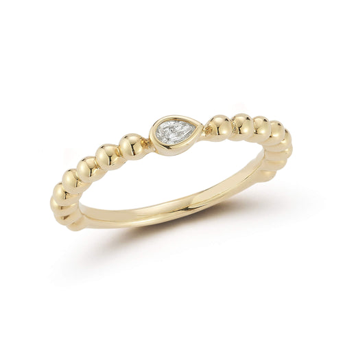 Yellow Gold-1^Designer Diamond Rings: Poppy Rae Bezel Pear Ring in Yellow Gold
