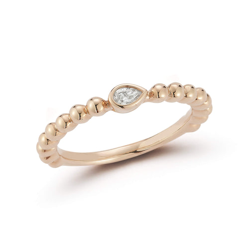 Rose Gold-1^Designer Diamond Rings: Poppy Rae Bezel Pear Ring in Rose Gold