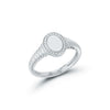 White Gold-1^Diamond Signet Rings: DRD Oval Signet Ring in White Gold