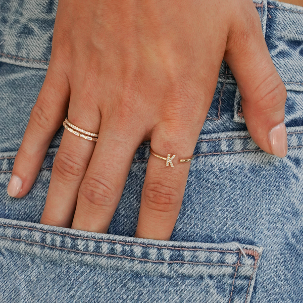 14K Gold Diamond Initial Rings | Dana Rebecca Designs