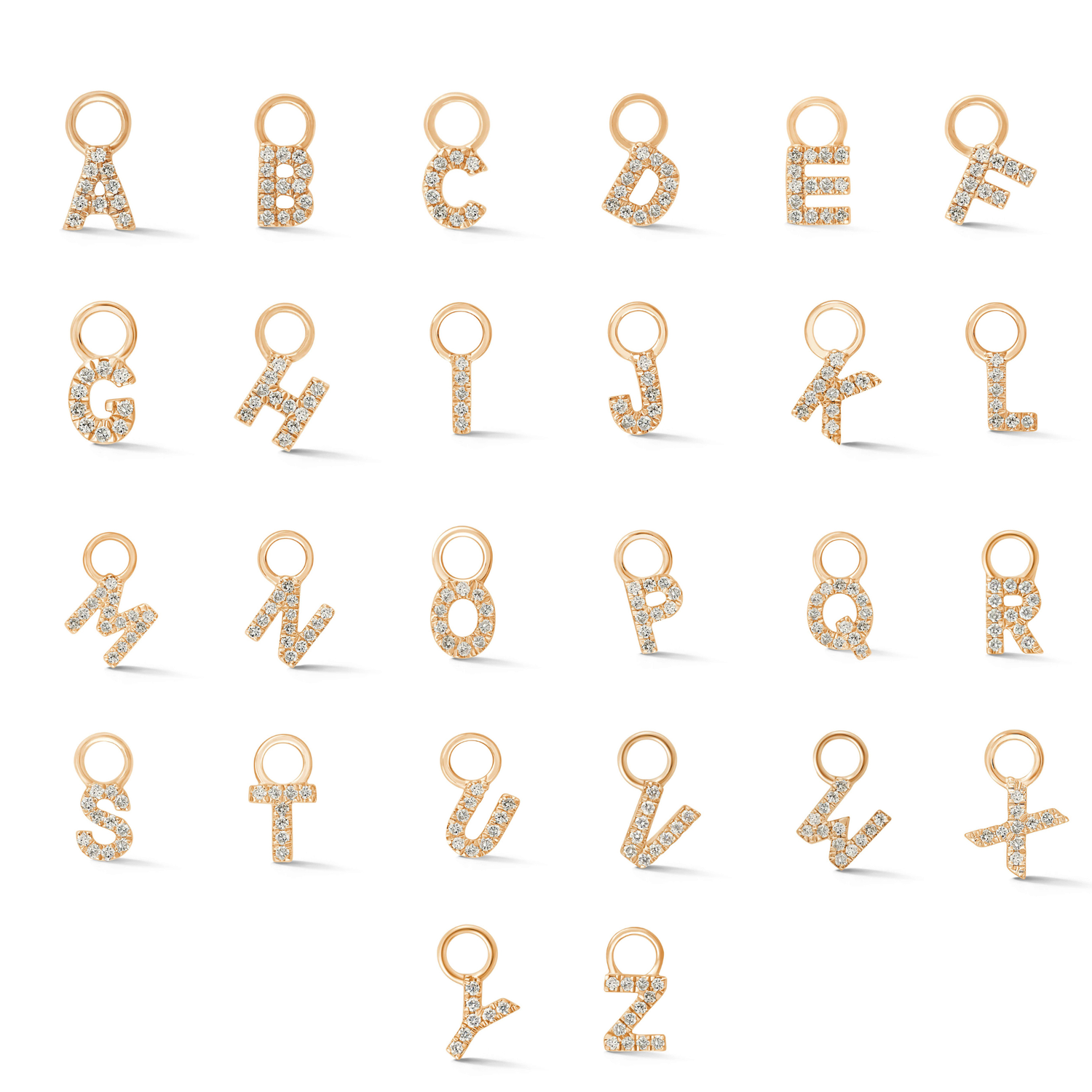 Rose Gold-3^Designer Diamond Huggies: DRD Initial Earring Charm in Rose Gold