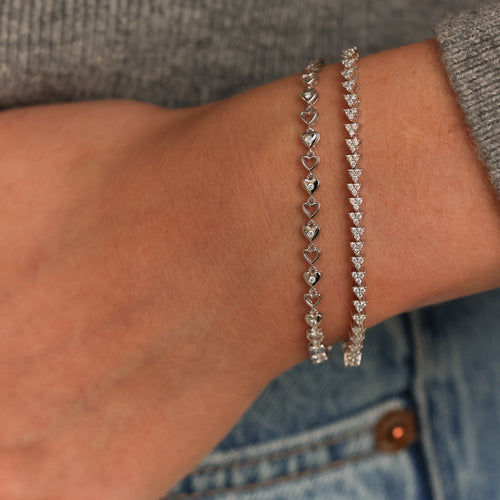 White Gold-2^DRD Heart Tennis Bracelet in White Gold