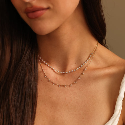 Yellow Gold-3^Gold Designer Necklaces: Lulu Jack Bead Chain Station Necklace in Yellow Gold