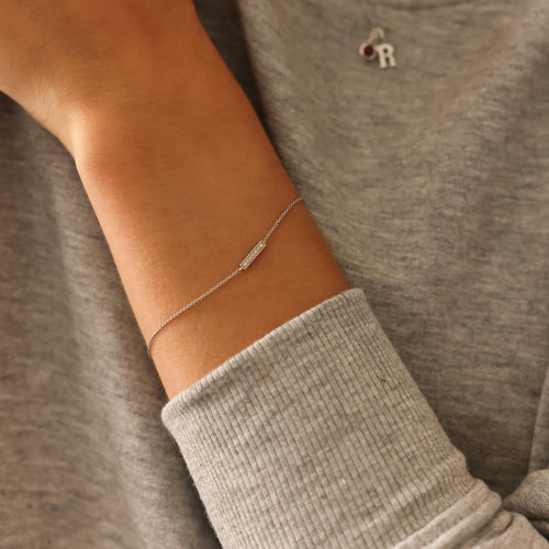 White Gold-2^Unique Diamond Bracelets: Sylvie Rose Diamond Single Bar Bracelet in White Gold