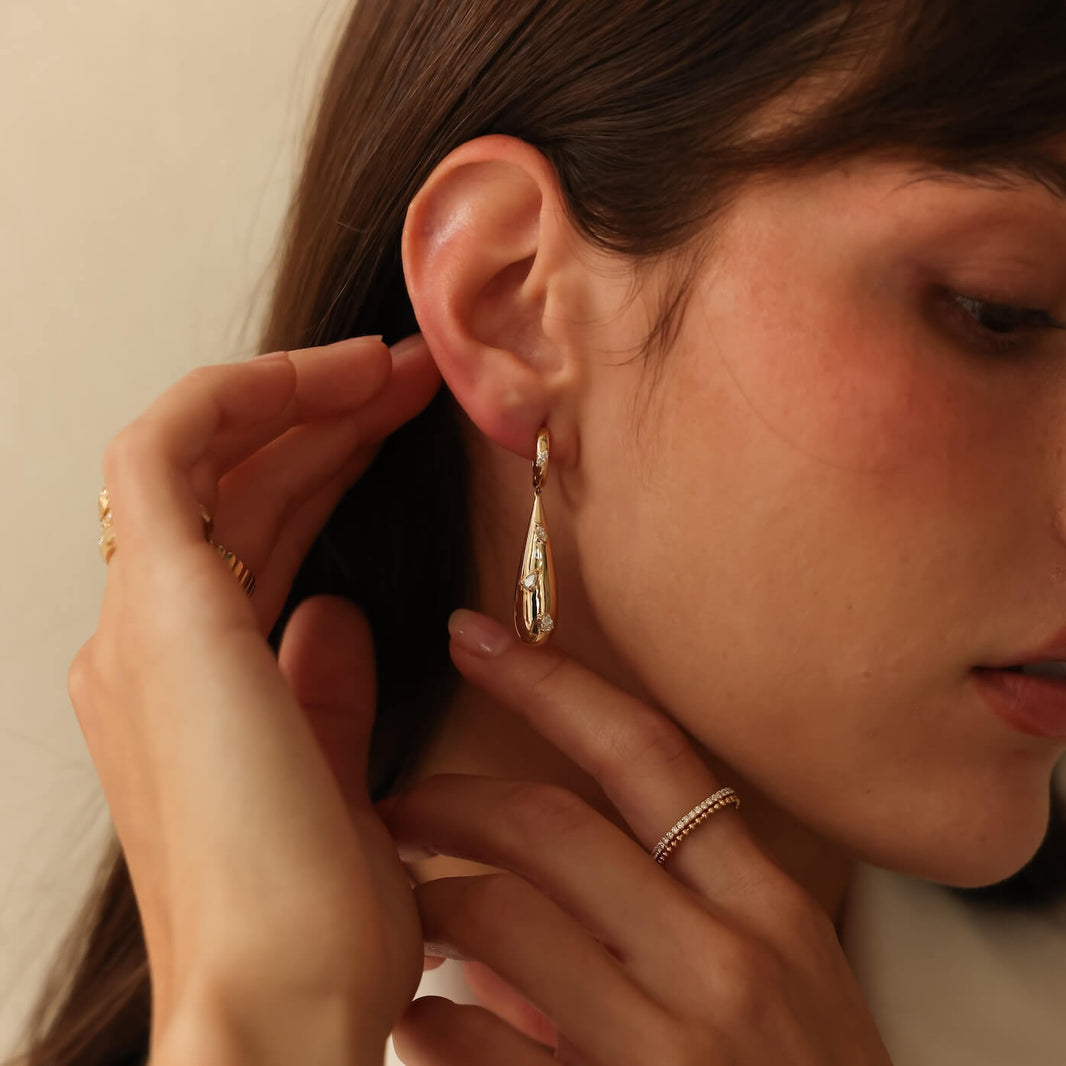 Yellow Gold-2^Diamond Drop Earrings: Alexa Jordyn Multi-Shape Drops In Yellow Gold
