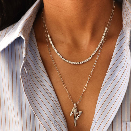 White Gold-3^Diamond Tennis Necklaces: Ava Bea Tennis Necklace in White Gold