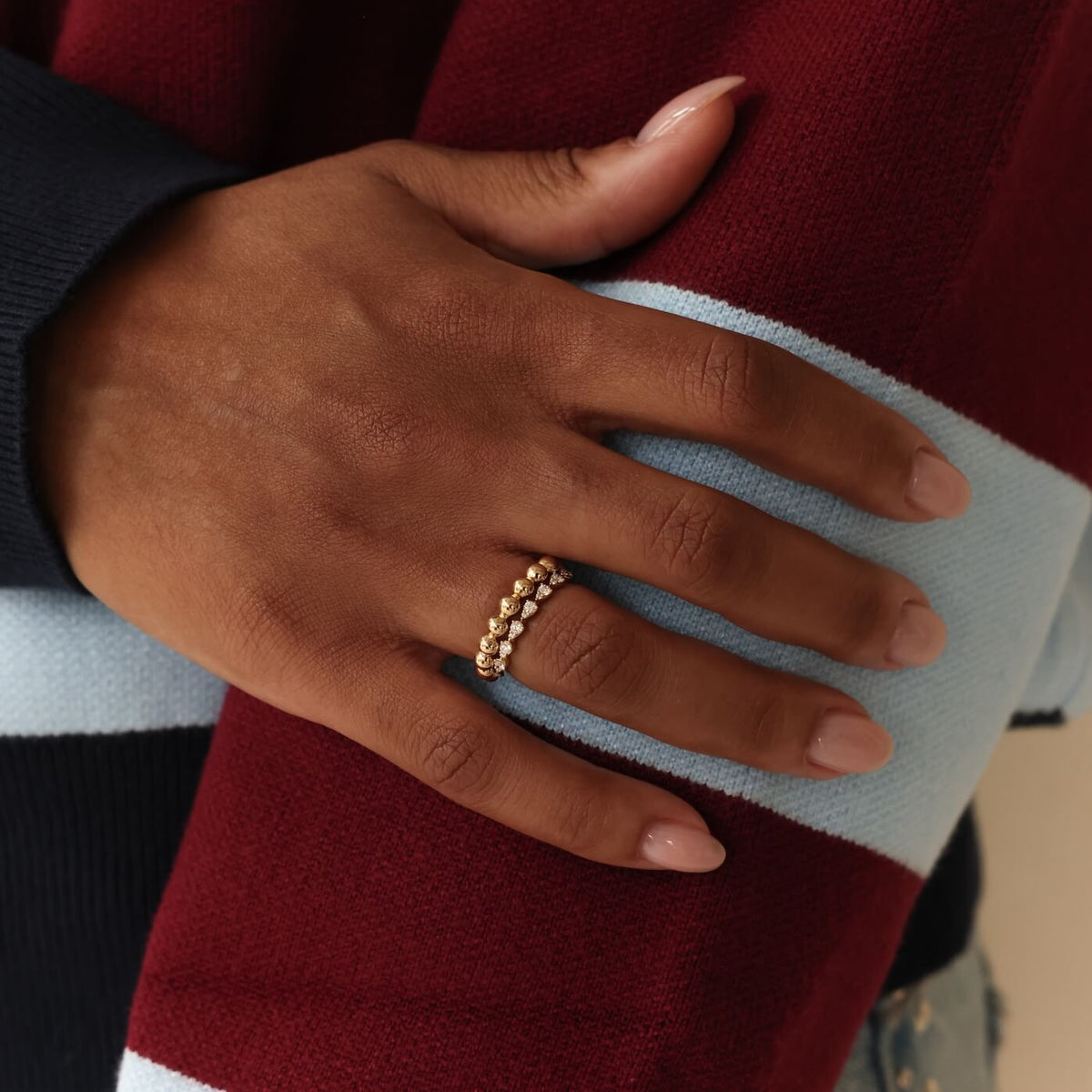 Yellow Gold-6^Stackable Rings: Poppy Rae Large Pebble Ring in Yellow Gold