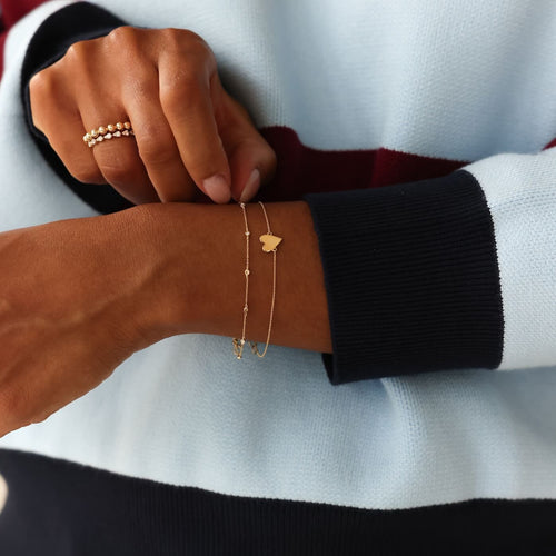 Rose Gold-2^Diamond Station Bracelets: Lulu Jack Single Diamond Bezel Station Bracelet in Rose Gold