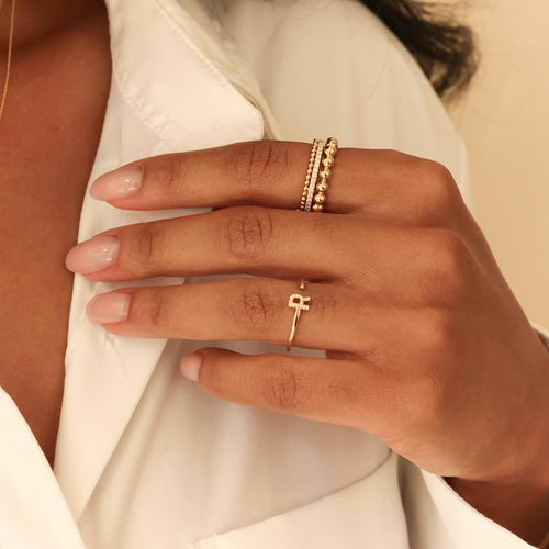 Yellow Gold-7^Stackable Rings: Poppy Rae Large Pebble Ring in Yellow Gold