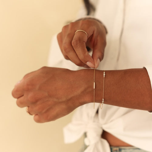 Yellow Gold-5^Unique Diamond Bracelets: Sylvie Rose Diamond Single Bar Bracelet in Yellow Gold