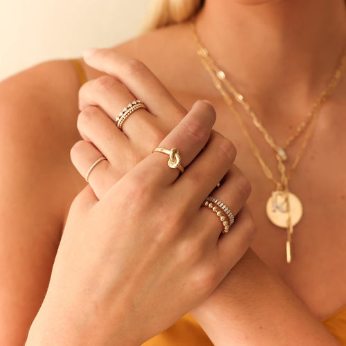 Rose Gold-5^Stackable Rings: Poppy Rae Large Pebble Ring in Rose Gold