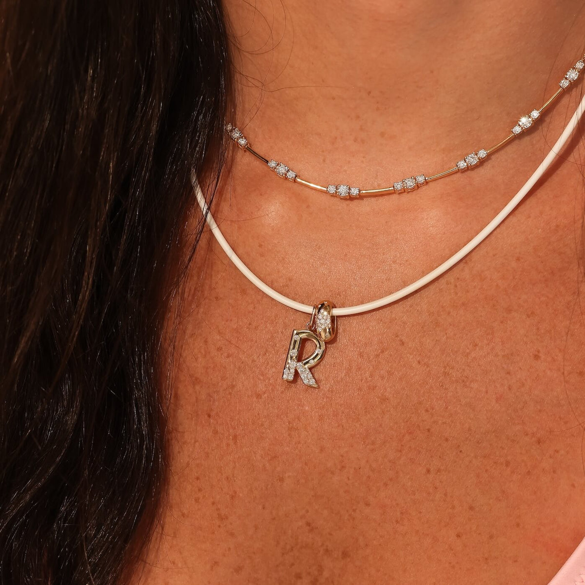 Yellow Gold-3^Designer Diamond Necklaces: Cynthia Rose Mini Rondelle Charm in Yellow Gold