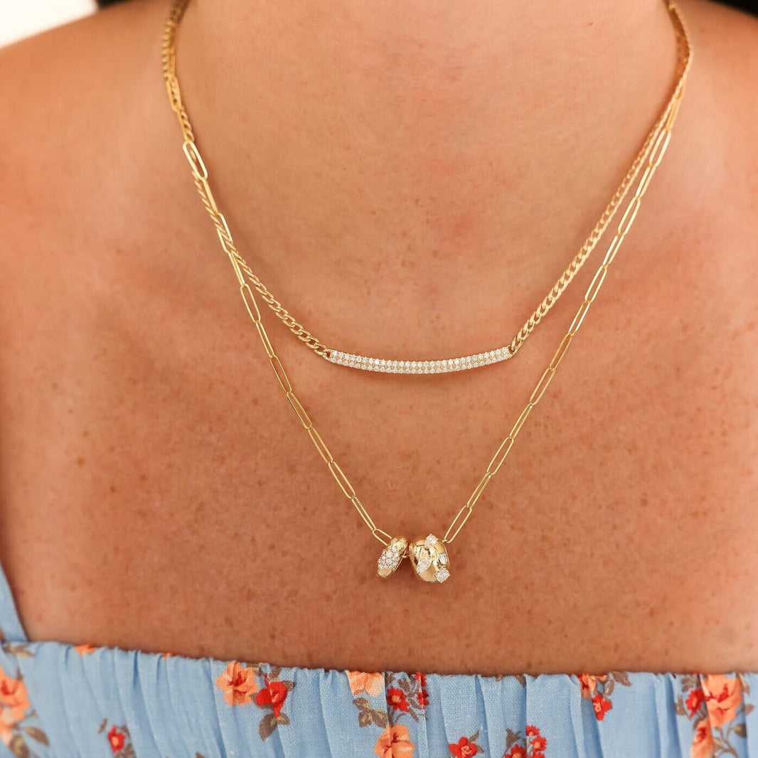 Yellow Gold-2^Designer Diamond Necklaces: Alexa Jordyn Multi-Shape Rondelle Charm in Yellow Gold