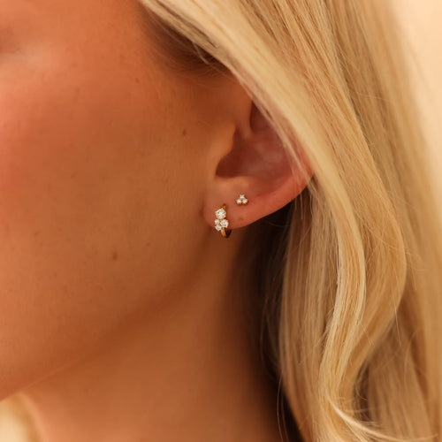 Yellow Gold-2^Diamond Huggie Earrings: DRD Birthstone Huggies - April In Yellow Gold