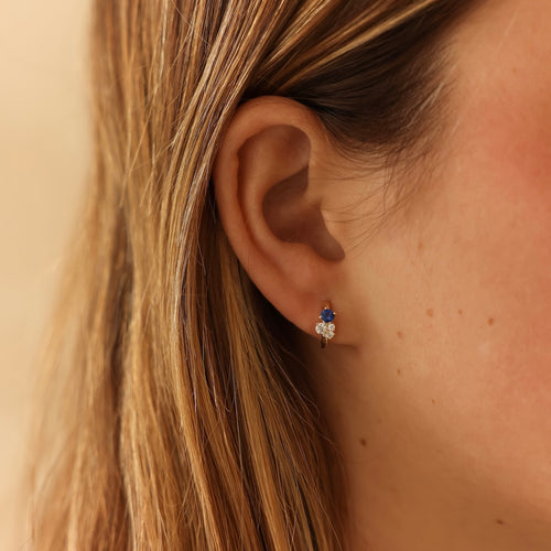 Yellow Gold-2^Diamond Huggie Earrings: DRD Birthstone Huggies - September In Yellow Gold