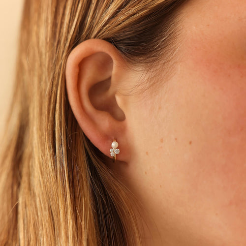 Yellow Gold-2^Diamond Huggie Earrings: DRD Birthstone Huggies - June In Yellow Gold
