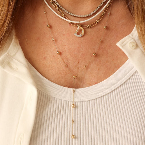 Yellow Gold-4^Designer Diamond Necklaces: Cynthia Rose Initial Charm in Yellow Gold