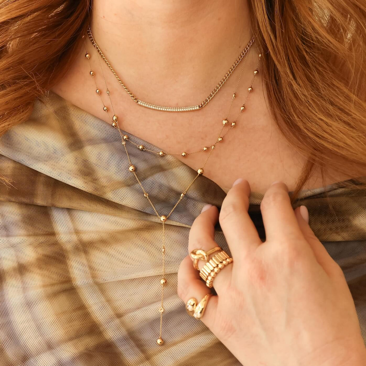 Sylvie Rose Cuban Chain Long Bar Necklace
