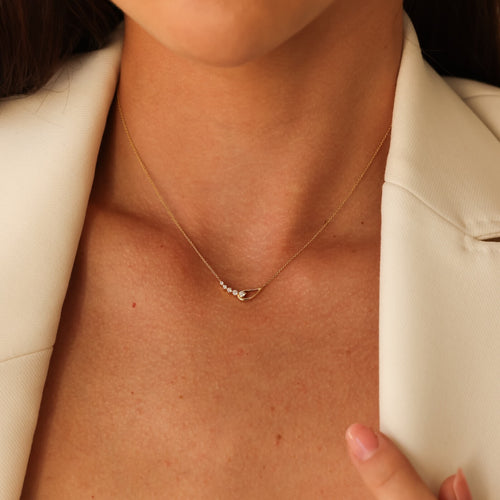 White Gold-2^Diamond Designer Necklaces: Vivian Lily Mini Interlocking Cascade Necklace in White Gold