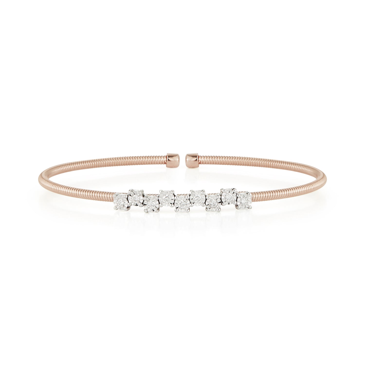 Rose Gold-1^Diamond Cuff Bracelets: Ava Bea Zig Zag Flexi Cuff in Rose Gold