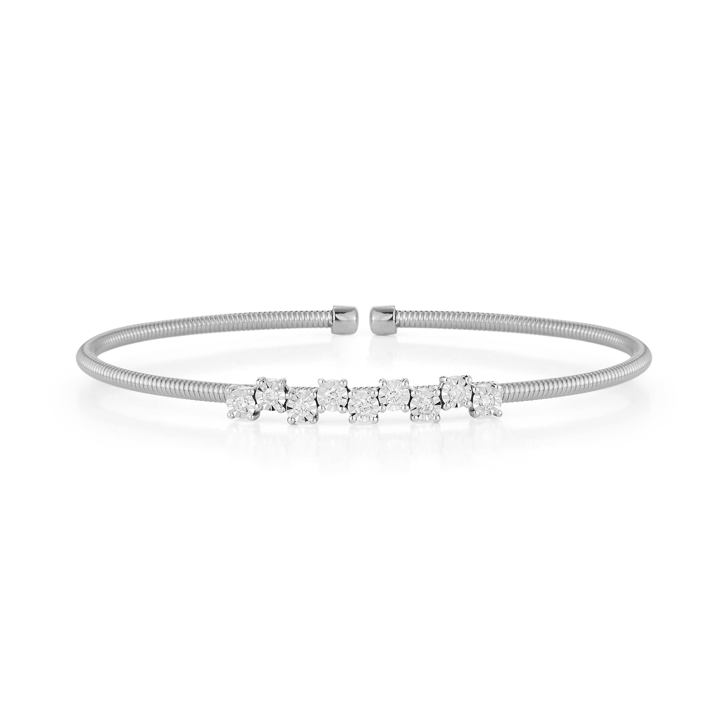 White Gold-1^Diamond Cuff Bracelets: Ava Bea Zig Zag Flexi Cuff in White Gold