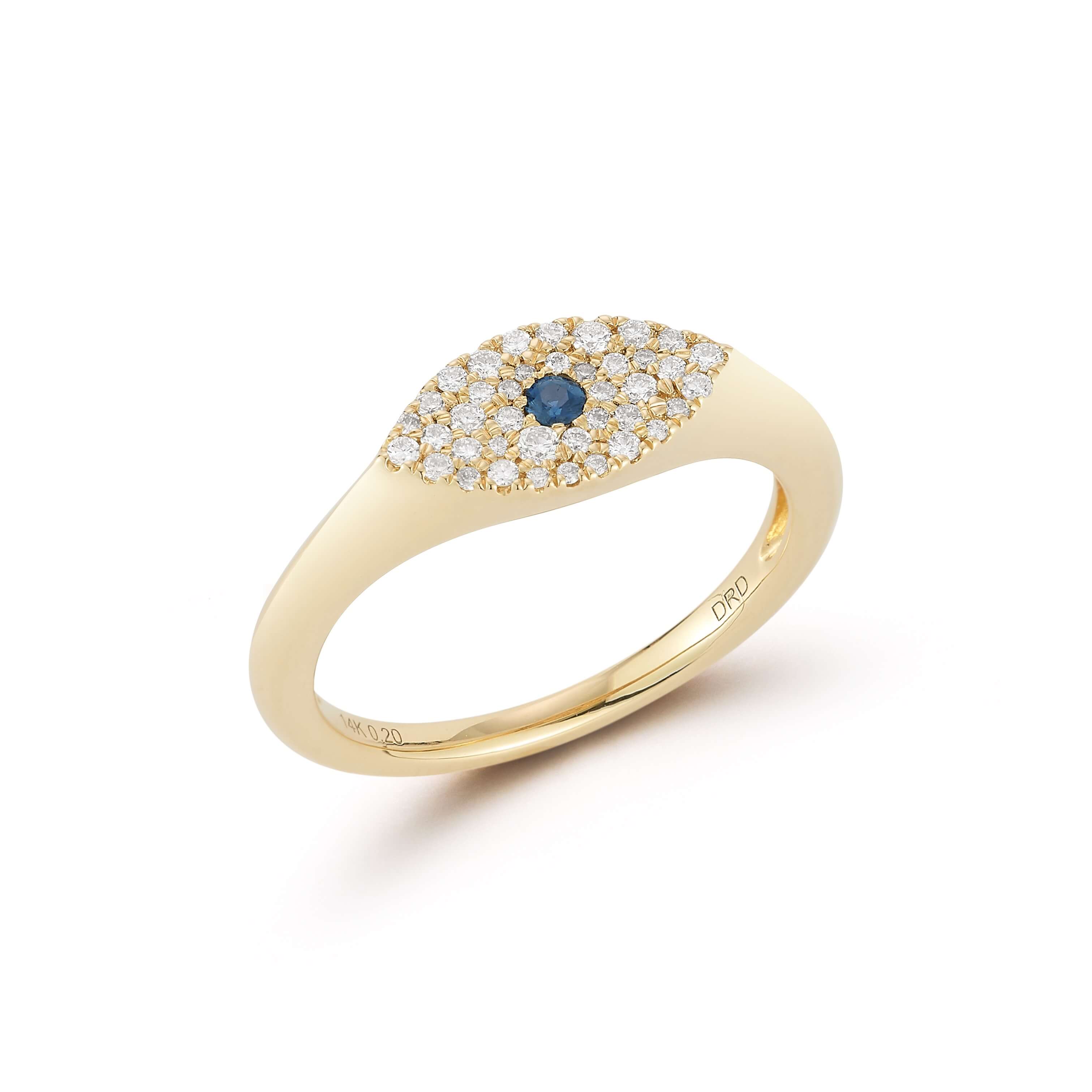 Carly Michelle Blue Sapphire Evil Eye Signet Ring