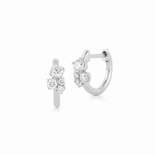 White Gold-1^Diamond Huggie Earrings: DRD Birthstone Huggies - April In White Gold