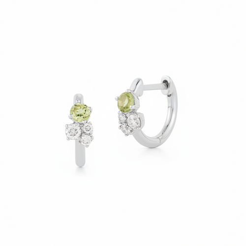 White Gold-1^Diamond Huggie Earrings: DRD Birthstone Huggies - August In White Gold