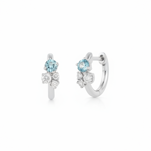 White Gold-1^Diamond Huggie Earrings: DRD Birthstone Huggies - December In White Gold